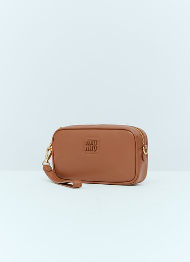 Miu Miu Embossed Logo Leather Pouch Brown miu0254050