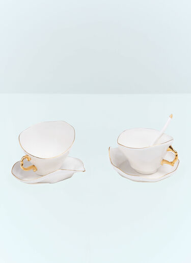 Seletti Meltdown Teacup, Saucer And Spoon Set White wps0691651