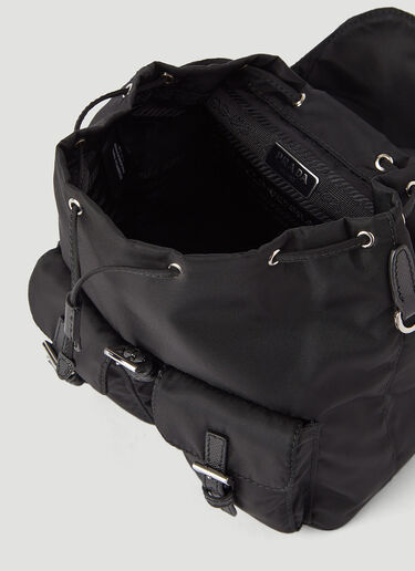 Prada Recycled-Nylon Mini Chain Backpack Black pra0245077