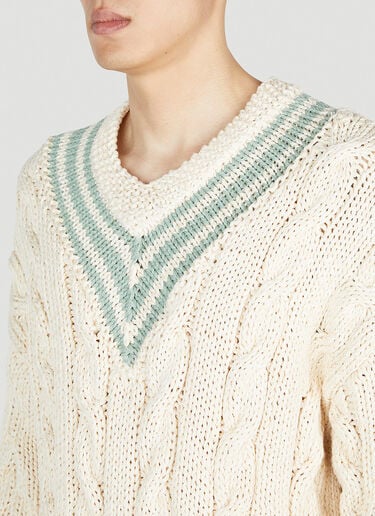 Visvim V-Collegium Cable Knit Sweater Cream vis0152021