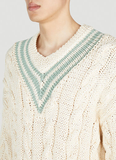 Visvim V-컬리지엄 케이블 니트 스웨터 크림 vis0152021