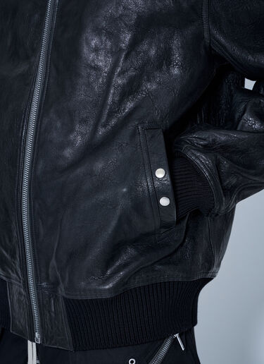LN-CC® - Rick Owens: Dracuflight Hammered Leather Jacket - Black Rick Owens Dracuflight Hammered Leather Jacket Black ric0165056