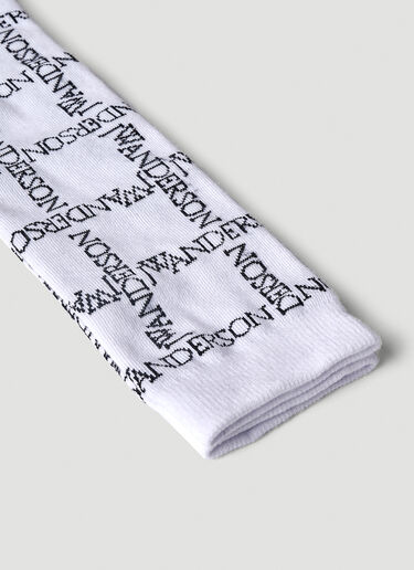 JW Anderson Logo Grid Long Socks White jwa0351017