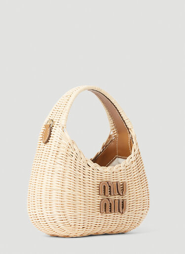 Miu Miu Wander Wicker Handbag Cream miu0252037