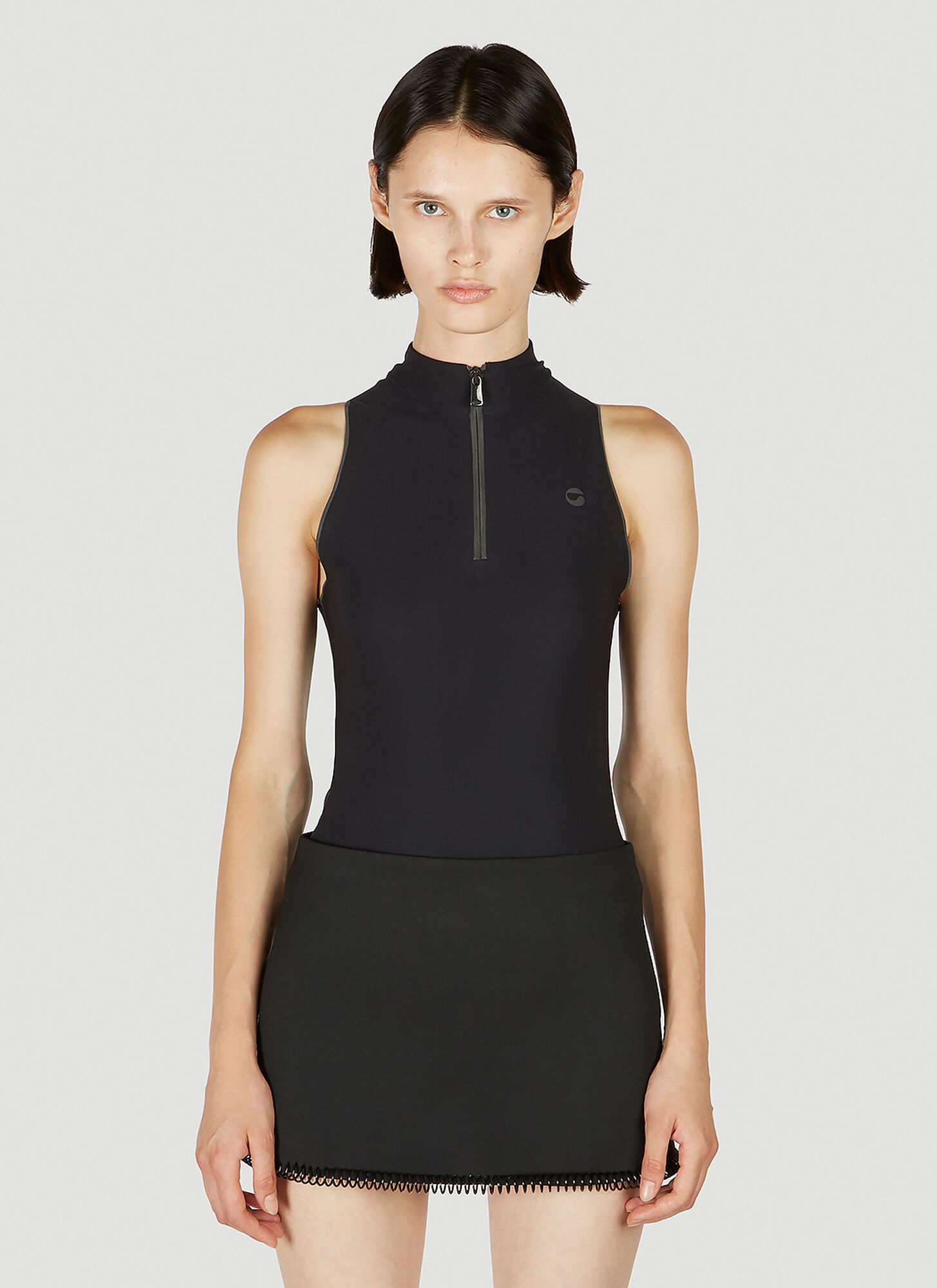 Coperni C+ Zipped Sleeveless Bodysuit In Black