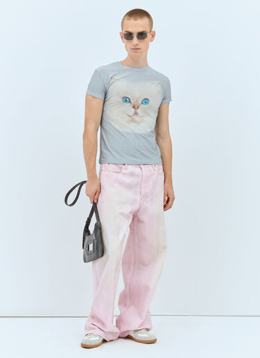 Acne Studios Cat Glitter T-Shirt Blue acn0158011