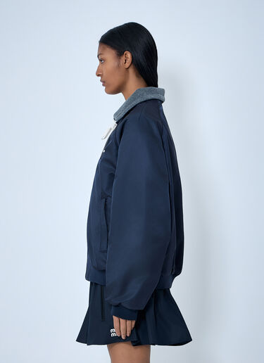 Miu Miu Technical Gazar And Fleece Bomber Jacket Blue miu0263007
