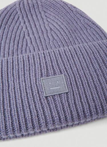 Acne Studios 로고 패치 골지 비니 퍼플 acn0153050