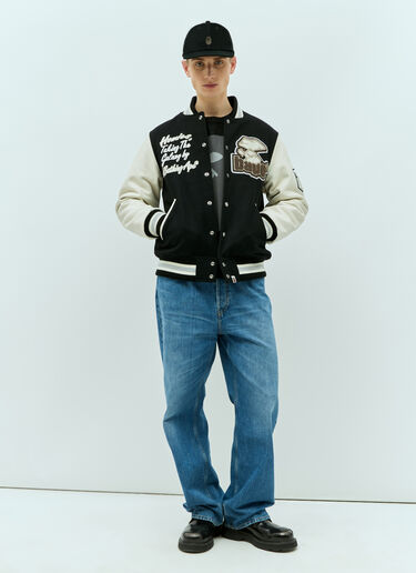 羊毛混纺棒球夹克 A BATHING APE® 羊毛混纺棒球夹克 黑色 aba0154027