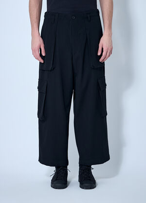 Yohji Yamamoto ウールドローストリングトラックパンツ  ブラック yoy0160003