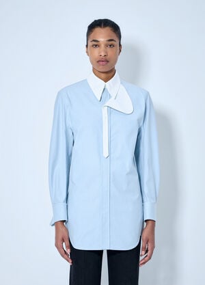 Bottega Veneta Asymmetrical Collar Long-Sleeve Shirt Blue bov0264049