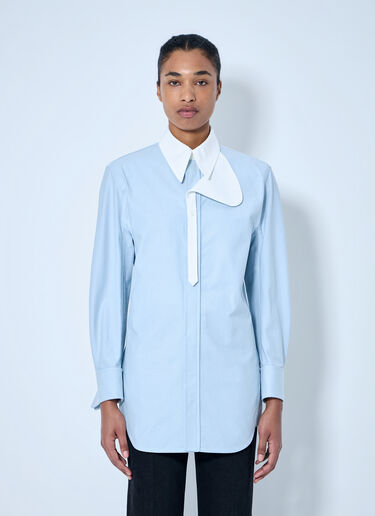 LN-CC® - Bottega Veneta: Asymmetrical Collar Long-Sleeve Shirt - Blue Bottega Veneta Asymmetrical Collar Long-Sleeve Shirt Blue bov0264049