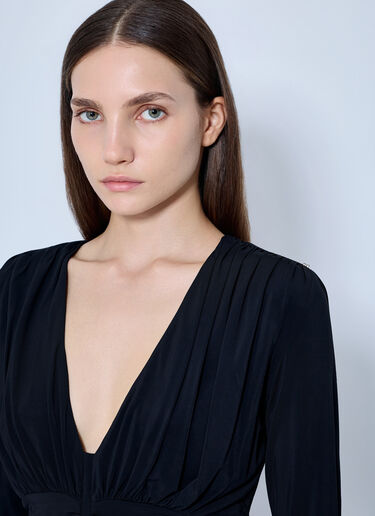 LN-CC® - Sportmax: Ruched V-Neck Long Sleeve Top - Black Sportmax Ruched V-Neck Long Sleeve Top Black spx0265028