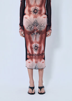 Jean Paul Gaultier Re-Edition Safe Sex Tattoo Long Skirt Brown jpg0264024