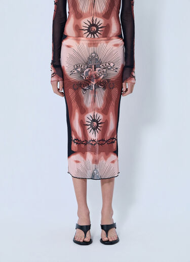 Jean Paul Gaultier Re-Edition Safe Sex Tattoo Long Skirt Brown jpg0264024