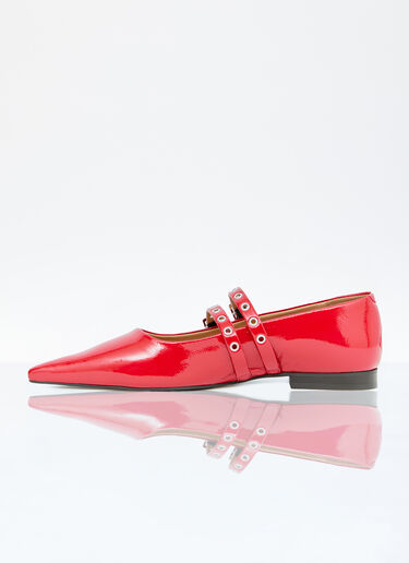 GANNI Eyelets Ballerina Flats Red gan0256035