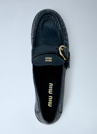 LN-CC® - Miu Miu: Leather Loafers with Buckle Detail - Black Miu Miu Leather Loafers with Buckle Detail Black miu0266047