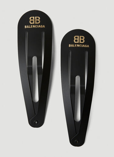 Balenciaga Set of Two XXL Logo Hair Clips Black bal0248109