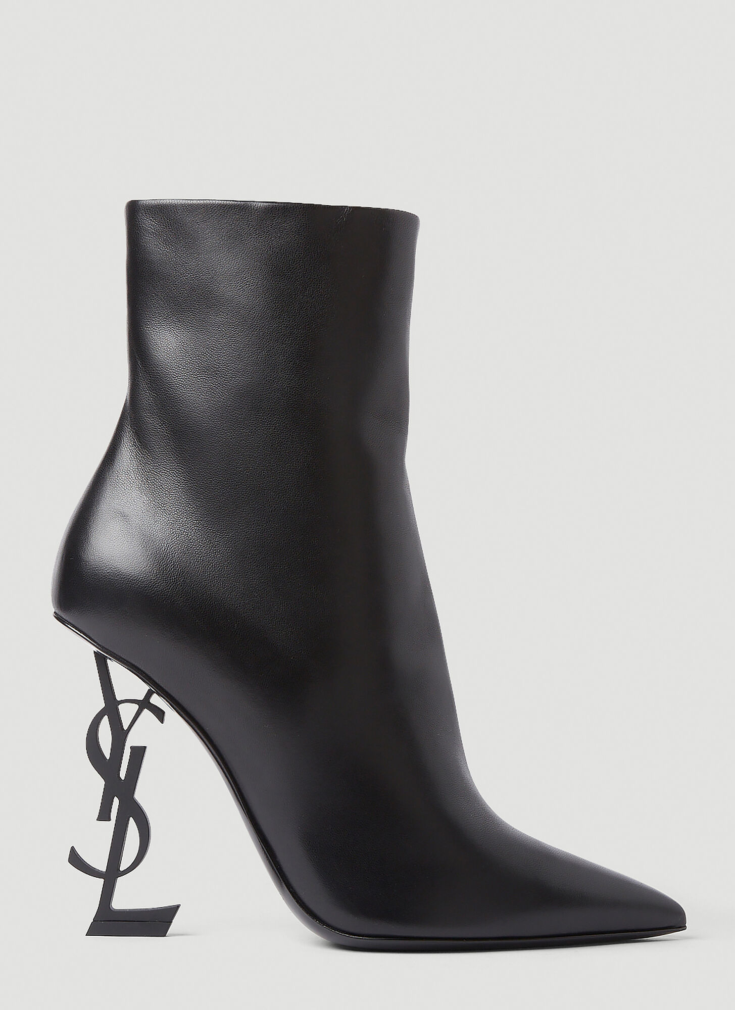 Shop Saint Laurent Opyum Logo High Heeled Boots In Black