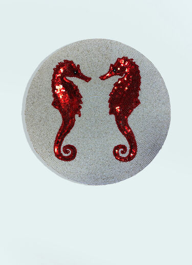 Les-Ottomans Set Of Two Seahorse Beaded Placemats Grey wps0691552