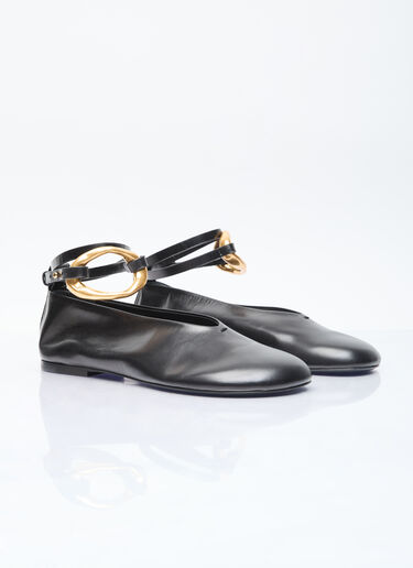 Jil Sander Leather Ballerina Flats Black jil0255038