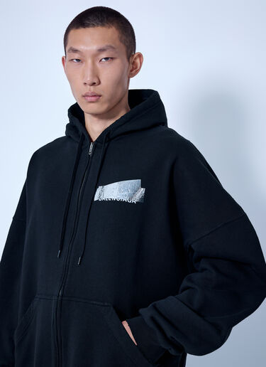 LN-CC® - Balenciaga: Large Zip-Up Hoodie - Black Balenciaga Large Zip-Up Hoodie Black bal0166015