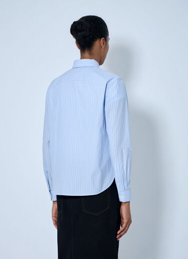 LN-CC® - Saint Laurent: Striped Cotton Poplin Shirt - Light Blue Saint Laurent Striped Cotton Poplin Shirt Light Blue sla0263026