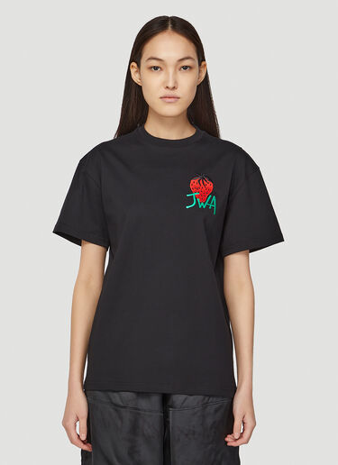 JW Anderson Embroidered Strawberry T-Shirt Black jwa0247008