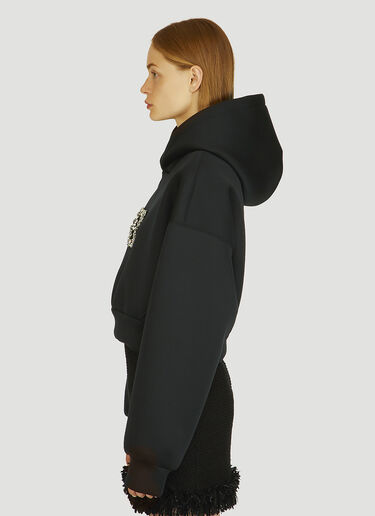 Dolce & Gabbana Cropped Embellished Hooded Sweatshirt Black dol0247133