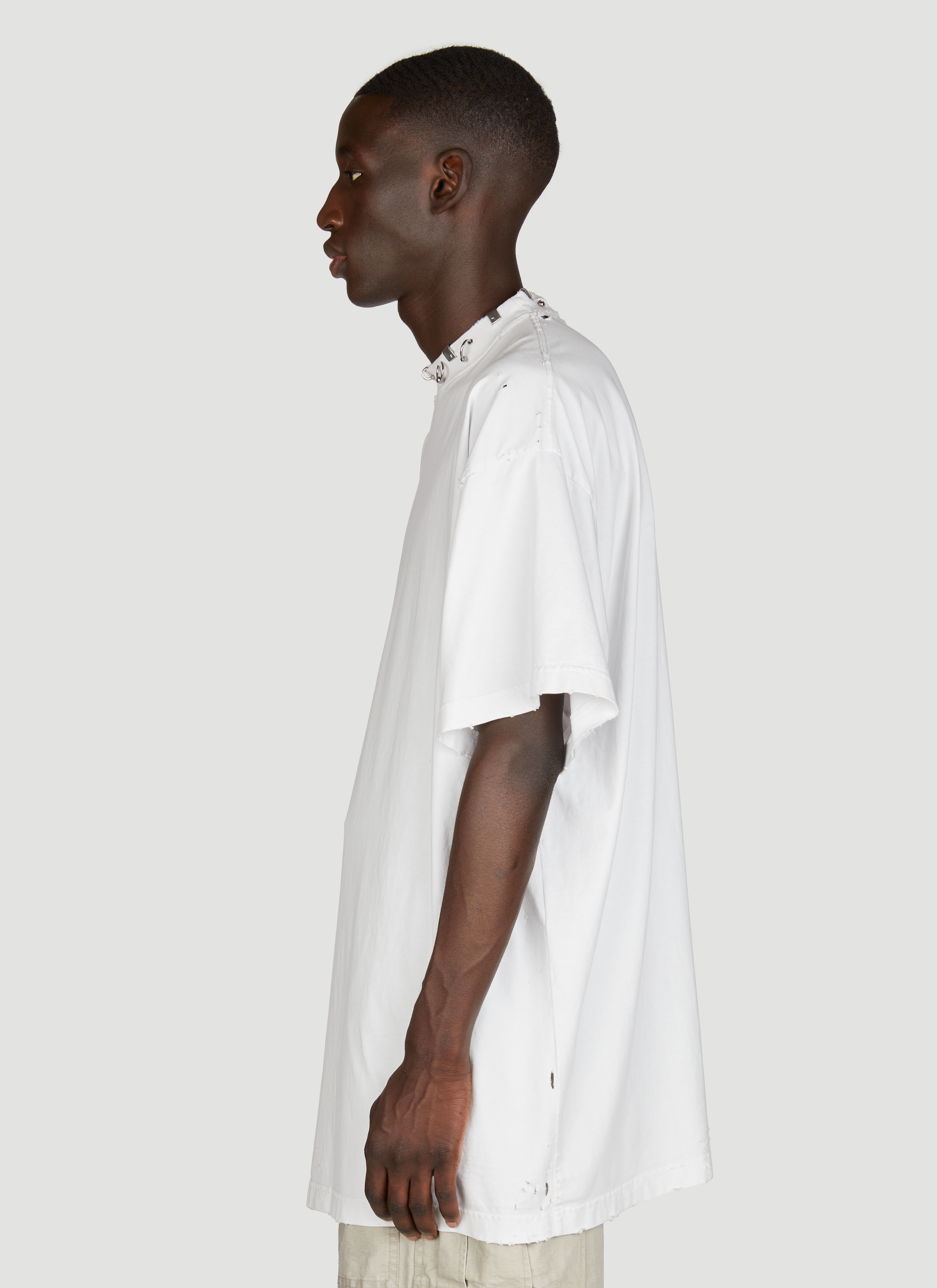 Balenciaga Men s Pierced Oversized T Shirt in White LN CC
