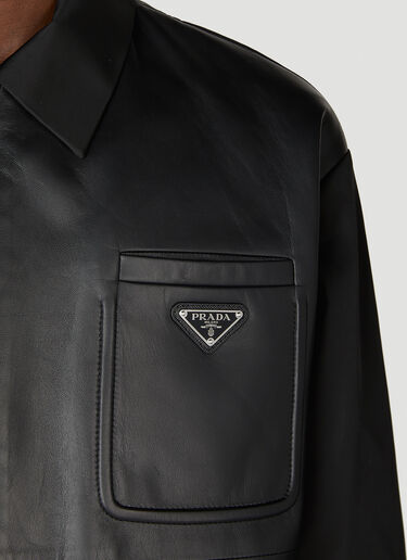 Prada Re-Nylon Leather Jacket Black pra0152025