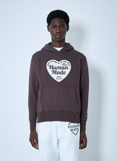 HUMAN MADE 徽标图案连帽运动衫 棕色 hmd0161003