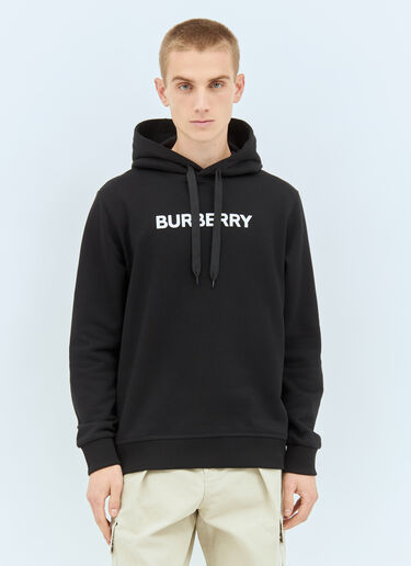 Burberry 로고 아플리케 후드티셔츠 블랙 bur0155025