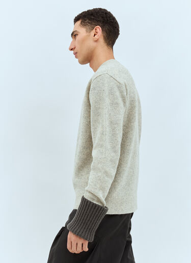 Dries Van Noten Contrast Cuffs Wool Sweater Grey dvn0158025