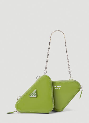 Prada Mini Triangle Chain Wallet Green pra0252066