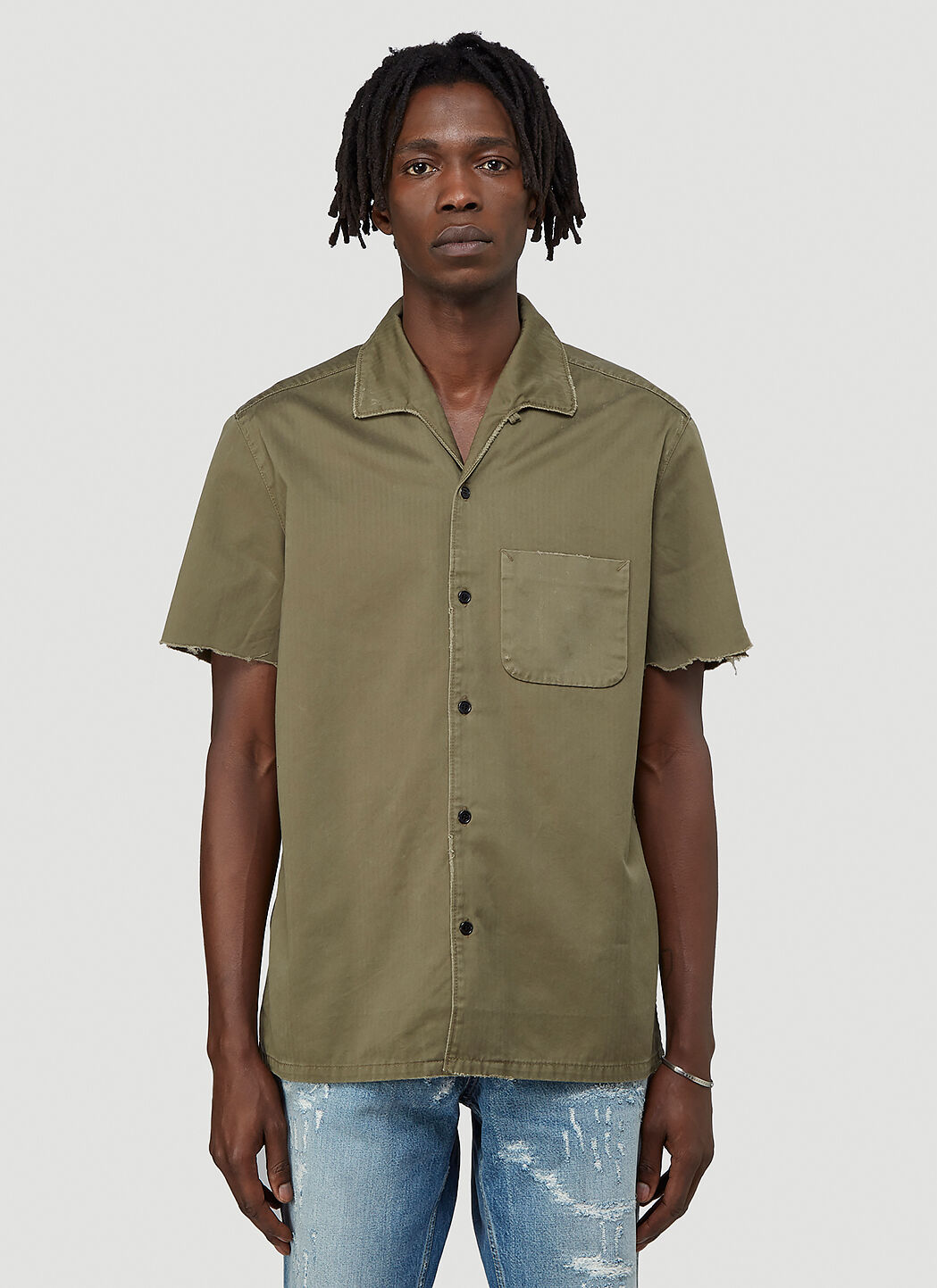 Saint Laurent Military Short Sleeved Shirt in Green LN CC