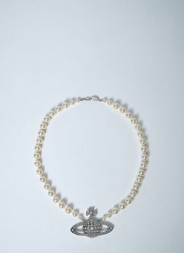 Vivienne Westwood Bas Relief Pearl Necklace Silver vvw0348010