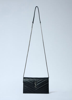 Saint Laurent Cassandre Envelop Chain Wallet Black sla0262044