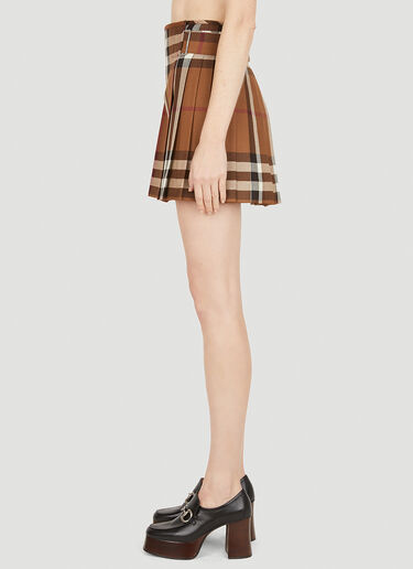 Burberry Checked Pleated Skirt Brown bur0251013