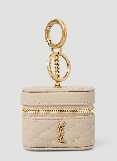 Quilted Logo Plaque Airpods Holder Saint Laurent Quilted Logo Plaque Airpods Holder Beige sla0249202