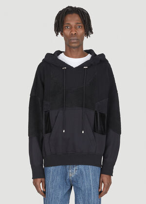 DRx FARMAxY FOR LN-CC Upcycled Crochet Hooded Sweatshirt Black drx0347011
