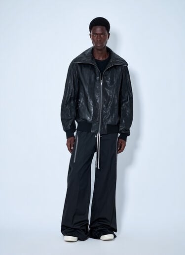 LN-CC® - Rick Owens: Dracuflight Hammered Leather Jacket - Black Rick Owens Dracuflight Hammered Leather Jacket Black ric0165056