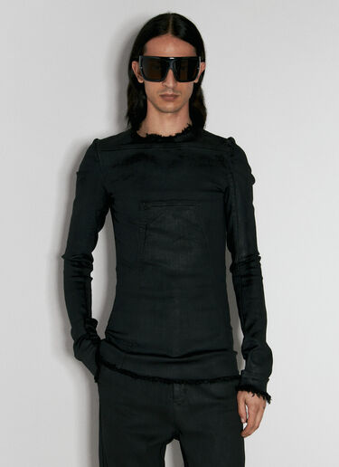 Rick Owens Distressed-Trims Denim Tunic Top Black ric0156006