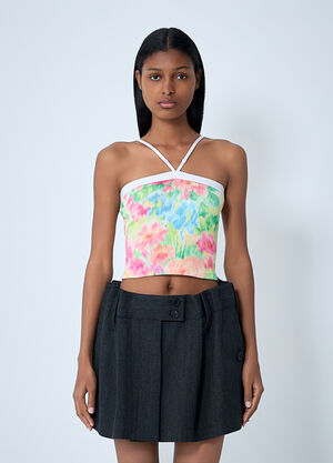 Prada Rib Floral Print Top Green pra0262126