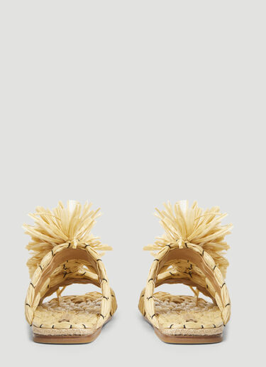 Dries Van Noten Fringe Embellished Raffia Slides Beige dvn0255001