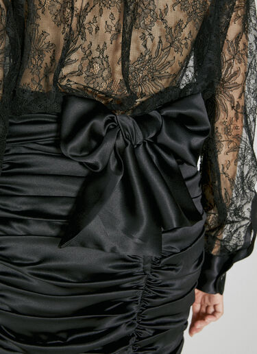 Dolce & Gabbana 주름 장식 실크 미니 스커트  블랙 dol0254020
