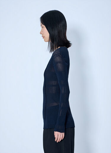 Yohji Yamamoto Rib Tuck D Round Neck Top Navy yoy0264006