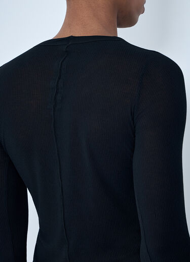 Rick Owens Ribbed Long Sleeve Top Black ric0163024
