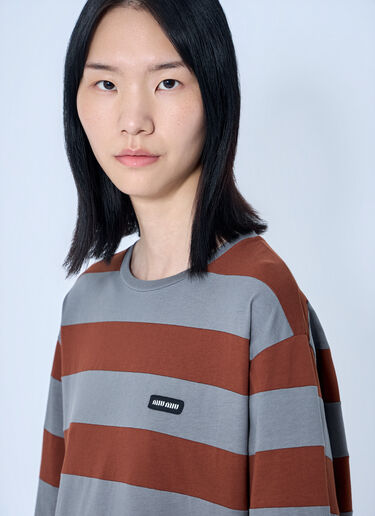 Miu Miu Striped Jersey T-Shirt Grey miu0265013