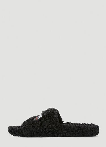 Balenciaga Furry Faux Shearling Slides Black bal0147021